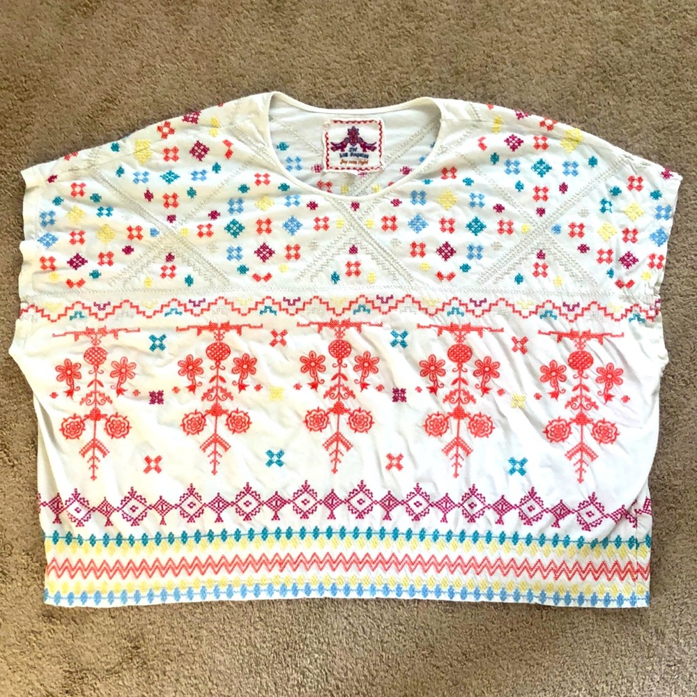 Johnny Was Cropped Boho Aztec Top- Small